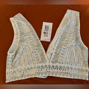 12th Tribe Violet White Rhinestone top, size medium